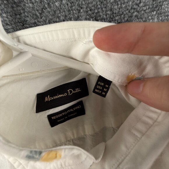 Massimo Dutti Pineapple Print White Button Up Shirt Medium Tessuto Italiano - Picture 7 of 16